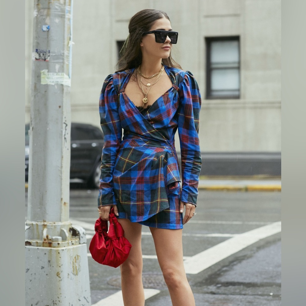 Attico Tartan Plaid Mini Dress